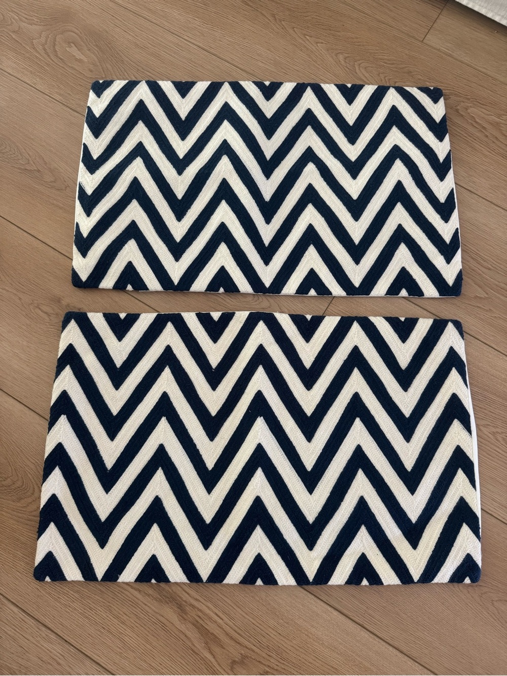 Pottery Barn Navy/Ivory Chevron Pillow Covers